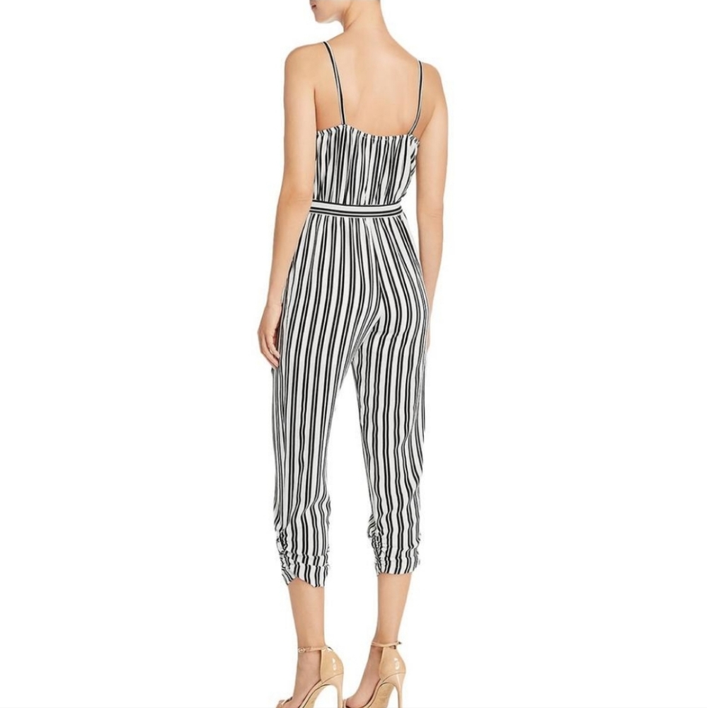 Aqua V-neck stripped jumpsuit